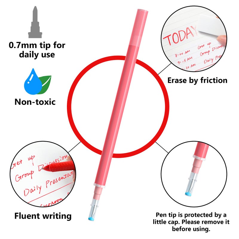 Vanstek 12 Red Erasable Gel Pen Refills, Gel Ink Refills Compatible with Erasable Pens, Fine Point 0.7 mm, Perfect for Writing Planner & Crossword Puzzles - Image 3